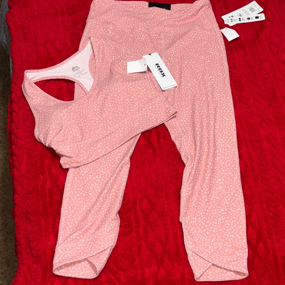 RBX Pink Dotted Track Pants & Tank Set